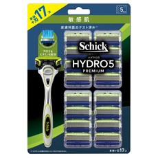 Schick 舒適牌 水次元 5Premium 敏感肌用刮鬍刀組 刀把 + 刀片 17個, 1組, 1盒