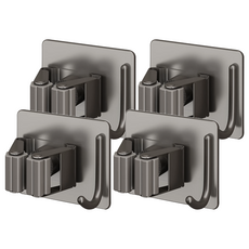 超級工廠 不鏽鋼拖把架 帶鉤款 灰色, 4個