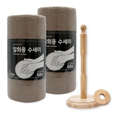 You-House Melt Brown 一次性洗滌器 60 片 x 2 件 + 木製滾軸洗滌器專用衣架, 混色, 2捲, 60張