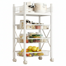 小麥購物 落地多層儲物收納架 網格 3個 + 層板 1個, 4層, 白色