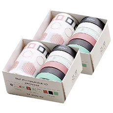 芯陌 基礎套裝紙膠帶 10mmx3mx6卷/60mmx2mx1卷 純色圖形模切 優質紙可反復黏貼, 水梨, 2個