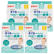 pigeon 貝親 嬰兒用棉花棒 含橄欖油 P15118, 50支, 4盒