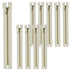 코오미 물방울 모양 메탈 골드 지퍼 20cm 5W0767, 10개, 아이보리