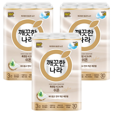 KleanNara 可綠納樂 觸&感 經典雪紡天然紙漿3層高級捲筒衛生紙, 27m, 3個, 30入