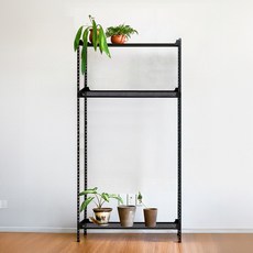 아임랙 조립식 철제 녹방지 화분선반 슬림랙 800 x 300 x 1800 mm, 무드블랙, 3단
