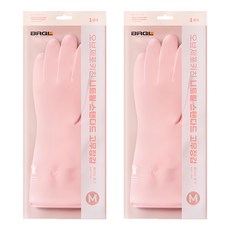 BRICKGLO 不易撕裂腈綸標準橡膠手套, 中( M), 2組, 粉紅色
