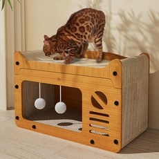 딩동펫 고양이 일체형 숨숨 하우스 스크래쳐, 혼합색상, 1개