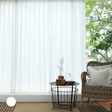MAISONTEXTILE 褶皺雪紡窗簾, 白色