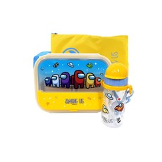 LE BARN Among Us印花午餐便當盒水壺組, 混色, 水壺+餐盤+便當袋