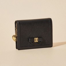 DAKS 蝴蝶結皮革短夾 DCWA1F985BK