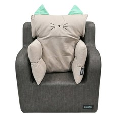 GGUMBI 嬰幼童沙發+貓咪靠墊組 炭灰色 PU面料