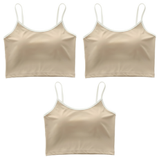 冰絲吊帶帶胸墊背心 Set 3件 內含胸墊兩片 (不可拆) 棉+聚酯纖維