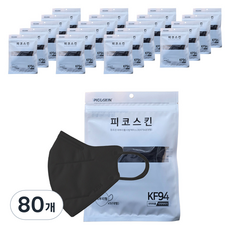 피코스킨 참조은 2D 마스크 KF94 L, 블랙, 80개, 5개입