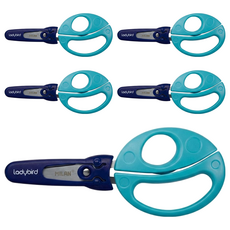 MILAN 小瓢蟲學童安全可攜式剪刀 含刀柄套, 藍色, 5支