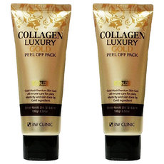 3W CLINIC 晶鑽凍齡黃金面膜, COLLAGEN Luxury Gold Peel Off Pack, 100g, 1條, 2條