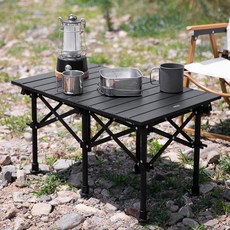 RCE 折疊式輕量都市捲式露營桌, 黑色