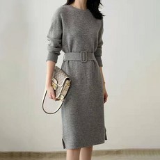 아뗄릭 담다 단정한 벨트 니트 미디 원피스 11238