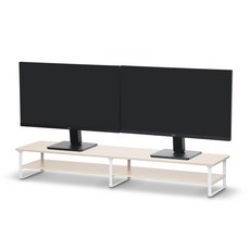 세븐앤씨 2단 수납형 듀얼 높은 우드 선반 모니터 받침대 1000mm, 베이지, 1개