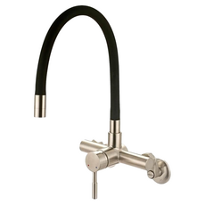 LEADER 麗達 304不鏽鋼廚房壁式萬向水龍頭 附304止水彎頭 LBE ST8802 不鏽鋼原色, 1個