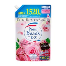 Kao 花王 New Beads 柔軟洗衣精補充包 超特大 晨露玫瑰香, 1個, 1.52kg