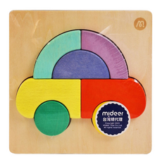 mideer 木質積木拼圖 汽車, 7片, 1組