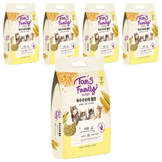 톰스패밀리 고양이 옥수수 화장실 배변모래 펠렛, 5L, 5개, 레몬향
