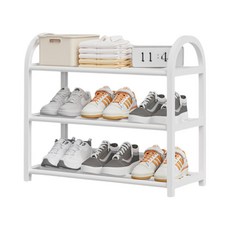 Wonriver 玄關大型整潔三層鞋架, 白色, 1個