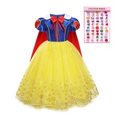 Nrkiz 童款可愛紅色斗篷公主裙 1件+閃亮亮戒指 50枚