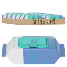 King Wet Wipes 柔軟觸感低刺激馬桶濕紙巾 蓋型, 60個, 60g, 20張