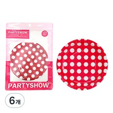 PARTYSHOW 圓點盤 紅色 23cm 6入, 6個