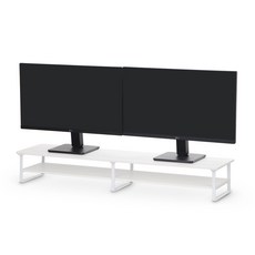 세븐앤씨 2단 수납형 듀얼 높은 우드 선반 모니터 받침대 1000mm, 화이트, 1개
