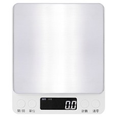 不鏽鋼電子秤 電池款, 多種單位選擇 精準測量至0.01 LCD藍色背光, CAES0004, 經典銀, 500g