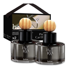 헤트라스 프리미엄 차량용 디퓨저 77ml 2p + 리본끈 선물세트, 호텔우드향, 1세트
