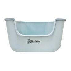 Nice u 毛樂趣 正開貓砂盆 開口22cm 聚丙烯PP材質, 莫蘭迪藍, 1個