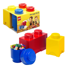 LEGO 樂高綜合收納盒，三件組，PP材質，不含BPA, 紅色25 x 12.5 x 18cm + 黃色12.5 x 12.5 x 18cm + 藍色12.3 x 18cm, 紅色 + 黃色 + 藍色, 1組