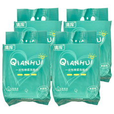 QIANHUI 倩挥 懸掛式洗臉巾 一次性棉柔洗臉巾 珍珠紋 20cm x 20cm 家庭裝, 單色, 4包