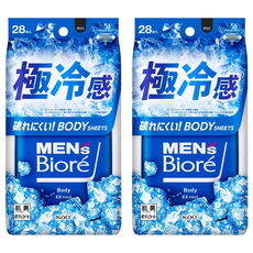 MEN's Biore 男性臉部身體兩用濕巾 超酷涼款 28片, 2包, 278ml