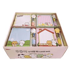 日呈文具 Woong-i 便條紙4款 + 筆4款組合, 4套, 混合顏色