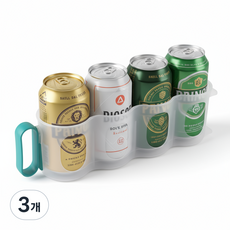 Erbo 冰箱整理罐裝飲料託盤 4格, 3個, 藍色