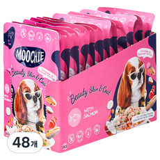 MOOCHIE 생후 2개월 이후 강아지 피모건강 습식사료, 연어, 85g, 48개