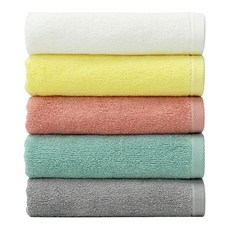 TOWEL TOKTOK 100%韓國產 All-Time飯店毛巾 140g 棉質30支, 白色+黃色+桃紅色+薄荷綠+灰色, 5條