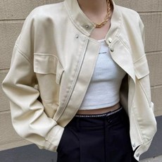 시크힐즈 여성용 포르스 포켓 바이크 숏 가죽 자켓 11745