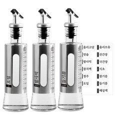 이우아여사 304스텐 유리 오일병 3p + 스티커 13종 세트, 320ml, 1세트