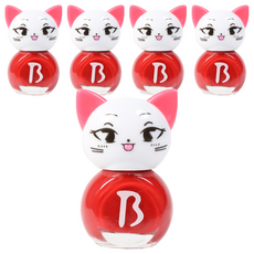 바블리 냥이 스티커형식 어린이 매니큐어, 레드핑, 5개