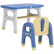 BeneBene 유아용 헬로 디노 1인용 책상 + 의자 세트, 블루