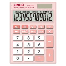 JINHO 京禾 JH-2771-12 12位元計算機 大型LCD數字顯示 雙重電源供應, 粉色, 1個