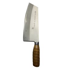 雙中鐵店 日本青紙系鋼材 自製V特木柄尖型薄款台式切片刀, 原木色, 1支