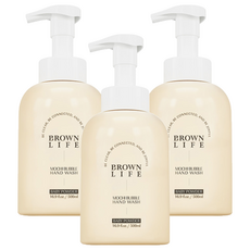 BROWN 溫和柔嫩泡泡洗手液 爽身粉香, 3瓶, 500ml