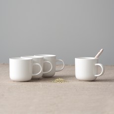 보울보울 국산 레트로라인 머그 320ml, 밀크화이트, 4개