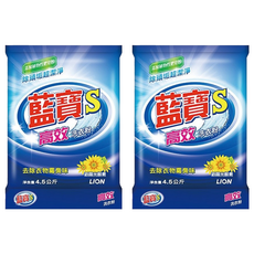藍寶S 高效洗衣粉 新陽光酵素配方 有效分解臭味來源 添加植物性肥皂粉, 4.5kg, 2包
